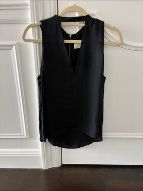 A.L.C. Black V-Neck Sleeveless Silk-Crepe Camisole